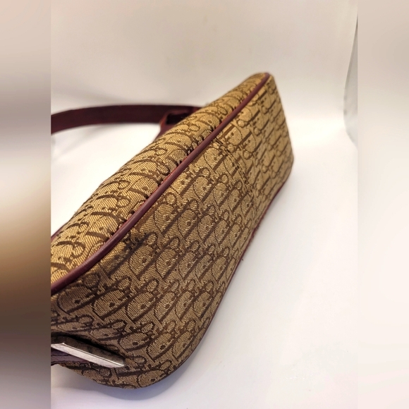 Christian Dior Columbus Burgundy Leather Canvas Handbag - Picture 5 of 6